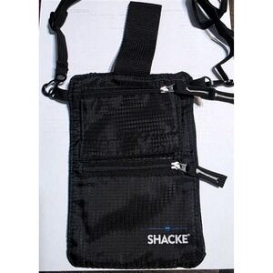 Shacke Black Nylon Travel Neck Wallet Passport Holder RFID Blocking Pouch Bag